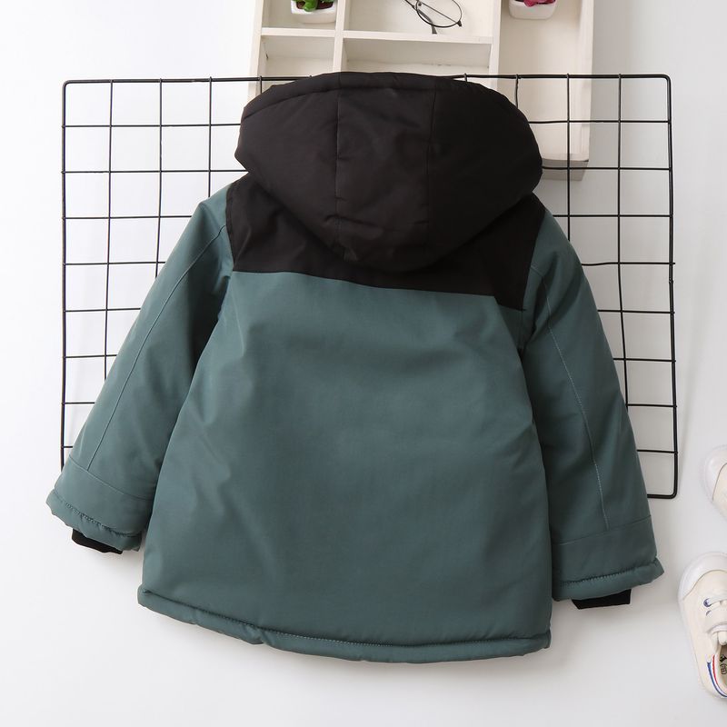 Boys' Color-Block Fleece-Lined Padded Jacket – Thick Winter Coat With Hood (120-170cm, 4 Colors)_voghion.com