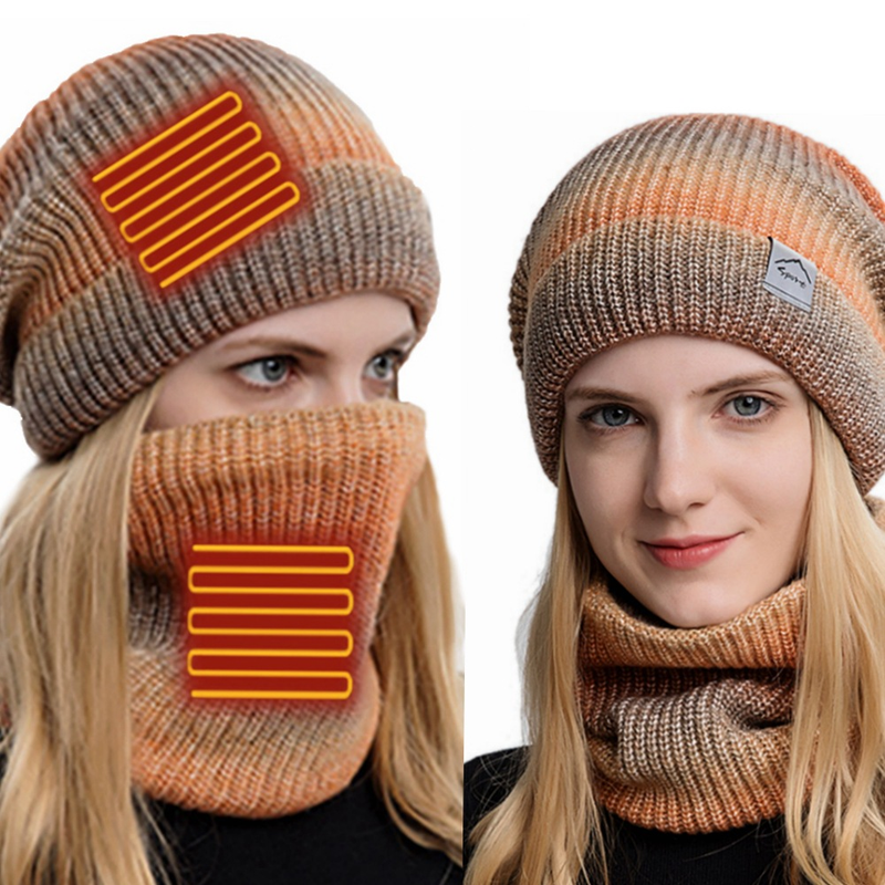 Bekleidungszubehör USB-Elektroheizung Warme Heizmütze Schal Outdoor Strickmütze Schal Zweiteiliges Set Universal Winter Warmer Schal_voghion.com