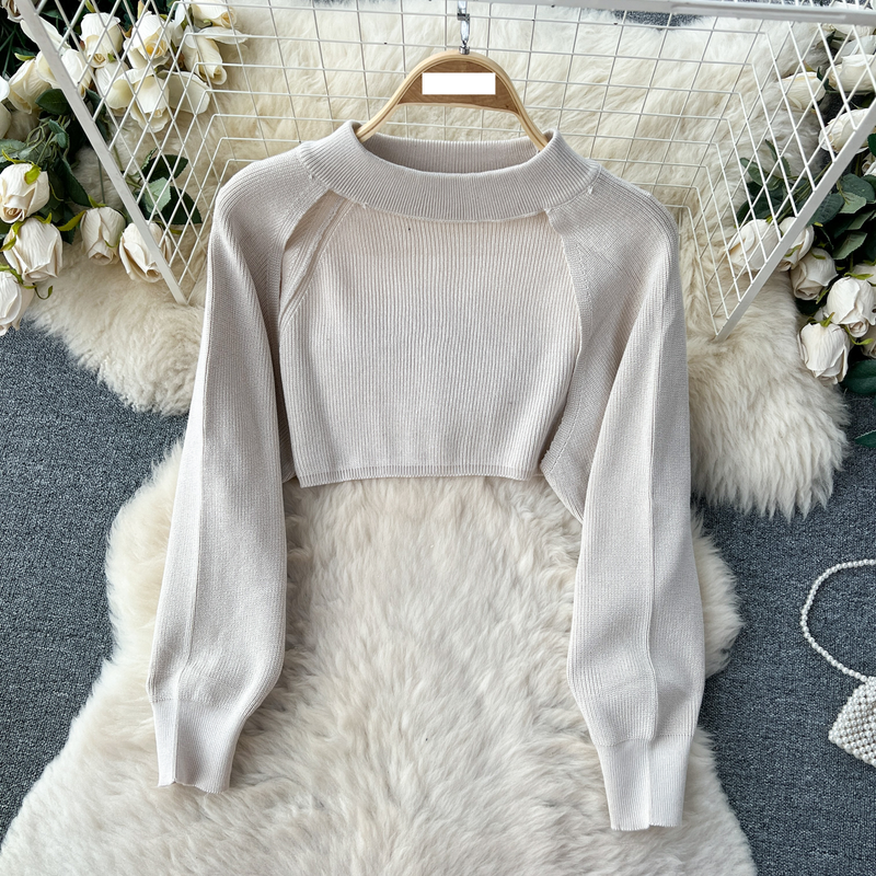 Damenbekleidung Langärmliges Strickpulloverkleid für Damen, neuer Hüftrock mit Hosenträgern für Herbst und Winter + zweiteiliges Set mit hochwertigem Schal_voghion.com