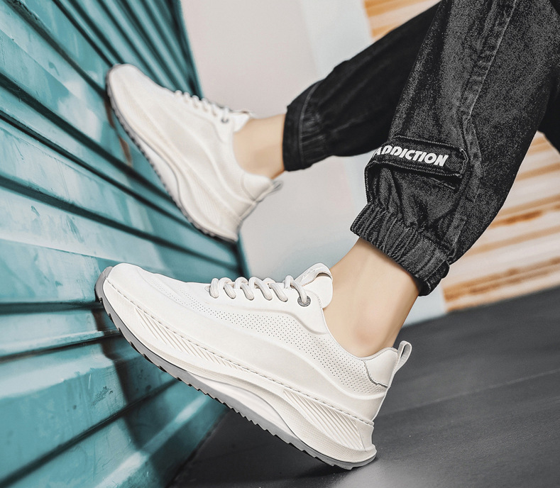 2024 autumn and winter men's plus size leather sports and leisure shoes Korean version height increasing dad trendy shoes_voghion.com