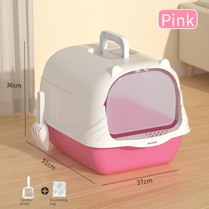 Pet Products Cat Litter Box Fully Enclosed Large Anti Splash Deodorizing Cat Toilet With Handle Flip Cover Cat Feces Box_voghion.com