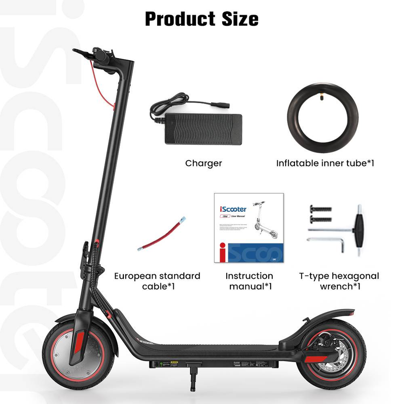 iScooter I9M elektrische scooter voor volwassenen, 500W 10'' elektrische scooter voor woon-werkverkeer met cruisecontrol, dubbele remsystemen_voghion.com