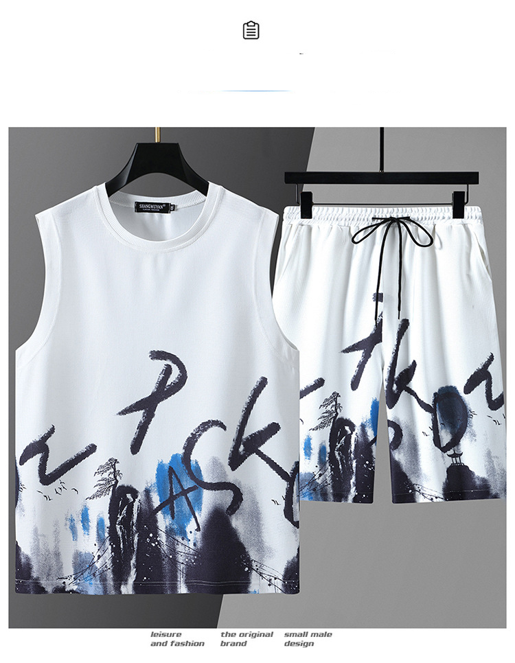 Men's Clothing Plus Size Large Size Sports Casual Vest Shorts Suit Quick Drying Loose Running_voghion.com