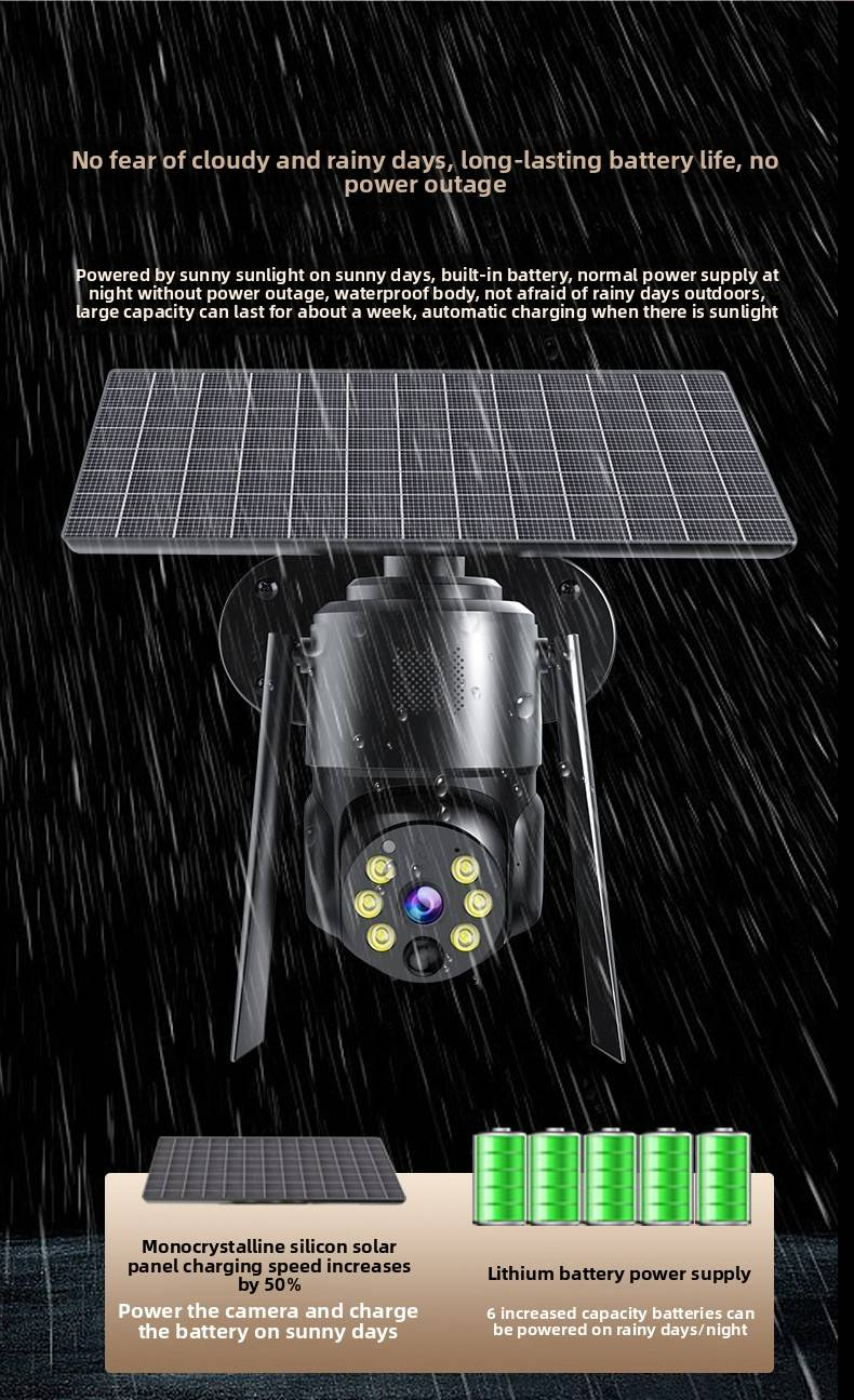 Solar Security Camera Low Power Consumption Starlight Night Vision Wireless Home Monitoring With Mobile Remote Viewing (AI Motion Detection)_voghion.com
