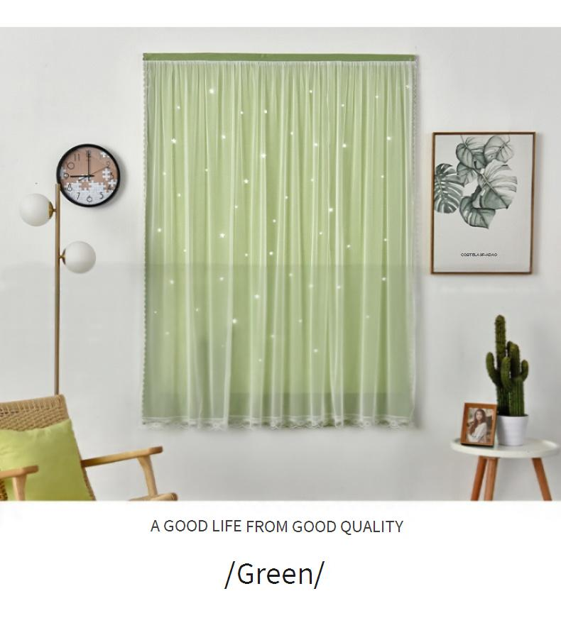 Star Cutout Blackout Curtains - No Drill Magic Tape Self-Adhesive Window Treatment (Lace Trim Light Filtering Easy Install 52x84 Inch)_voghion.com