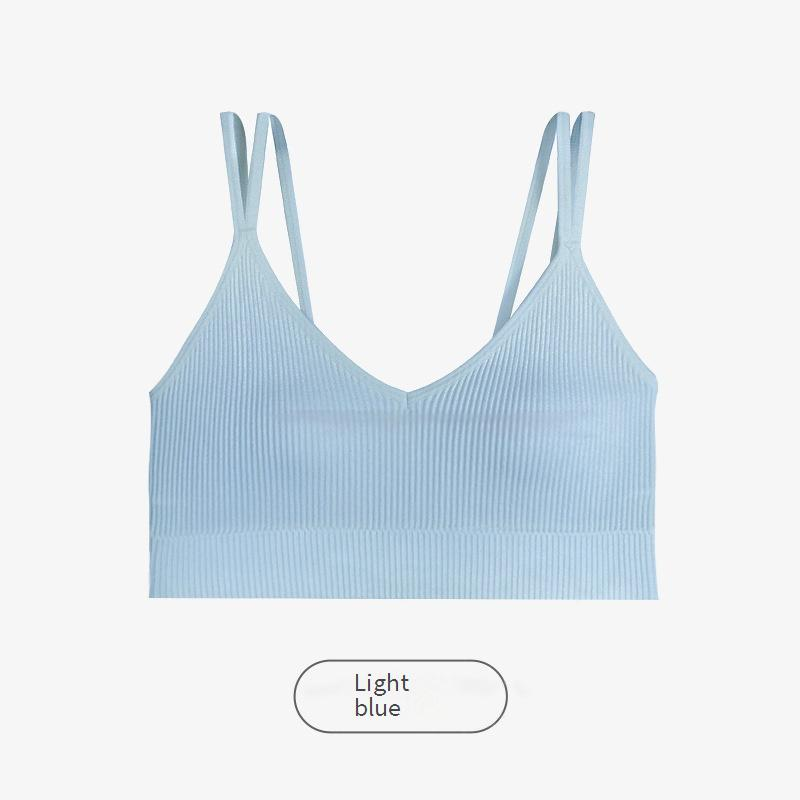 Women's Seamless Bralette With Lace Back – Comfortable Strappy Camisole, Breathable Sports Bra, Anti-Slip Built-in Cups_voghion.com