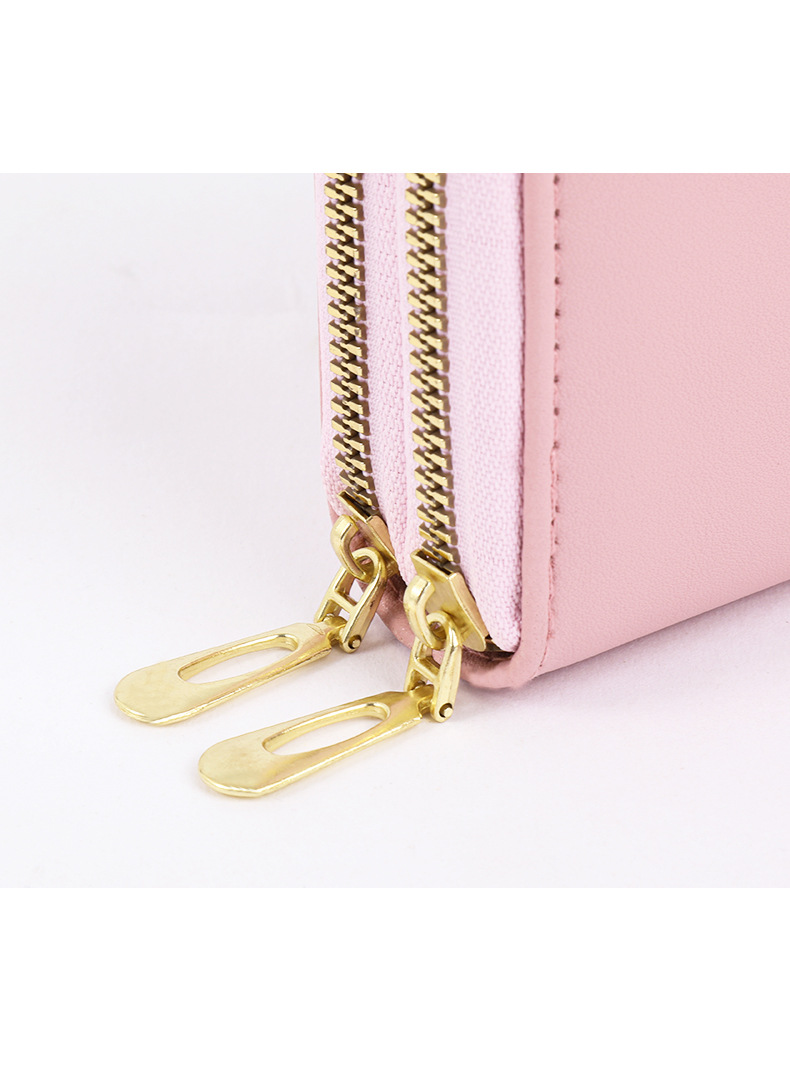 Portefeuille pour femme, porte-cartes, double fermeture éclair, long portefeuille, grande capacité, pochette de poignet, imprimé perles, sac pour téléphone portable_voghion.com