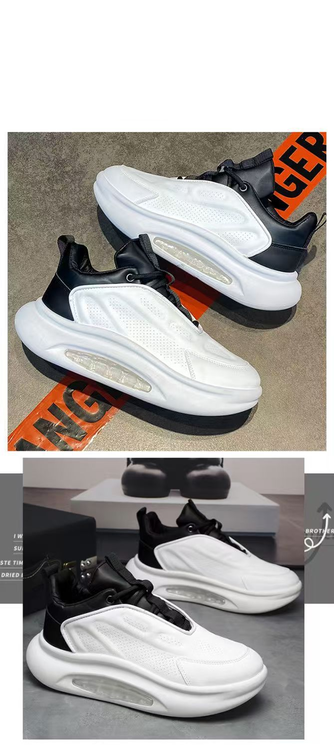 Men's Fashion Sneakers With Cushioned Insoles - Breathable Casual Shoes For Daily Wear & Light Sports (White/Black-Orange/Black-White)_voghion.com
