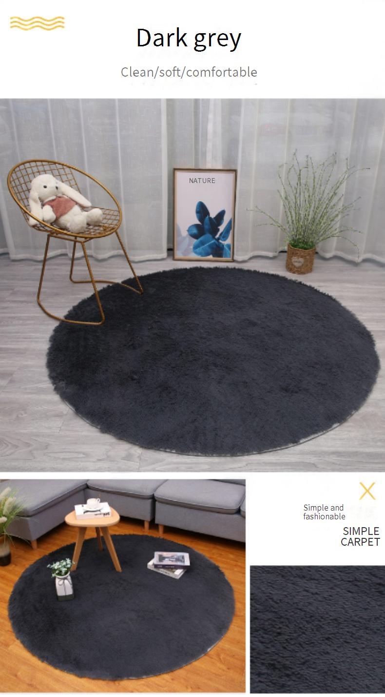 Runder, flauschiger PV-Samtteppich – weicher Plüschteppich für Wohnzimmer, Nachttisch, Yoga – maschinenwaschbar – mehrere Größen und Farben (40 cm, 80 cm, 160 cm)_voghion.com