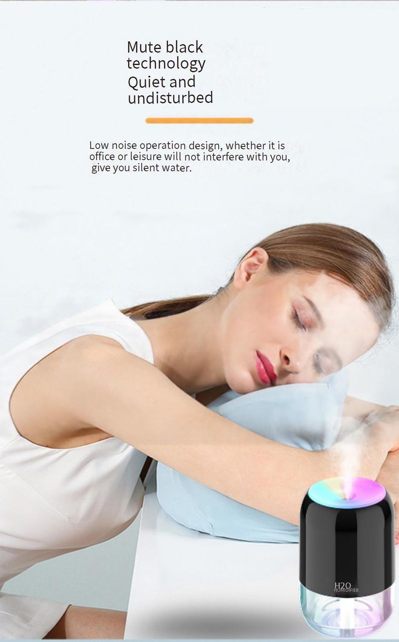 Umidificatore USB ultra silenzioso con diffusore di oli essenziali e luce notturna per casa, ufficio, auto - Grande capacità 500 ml, 3 colori (_voghion.com