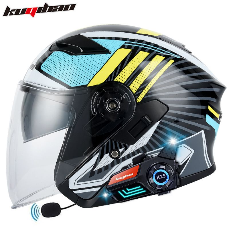 "KQIBOO Motorcycle Helmet With Dual Visor & Bluetooth K25 - ABS Shell, 3C Certified, Universal Fit For Men & Women_voghion.com