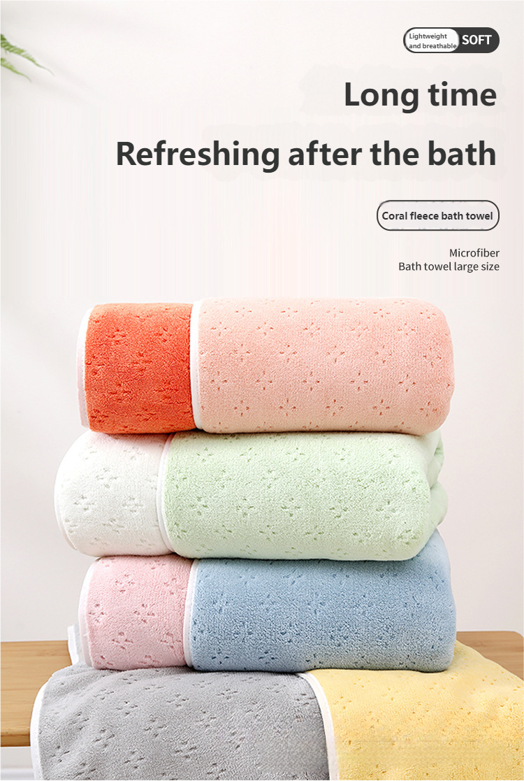 Double-color Coral Fleece Thickened Super Absorbent Quick-drying Towel, Hair-drying Cap, Adult Wrapping Towel & Beach Towel_voghion.com