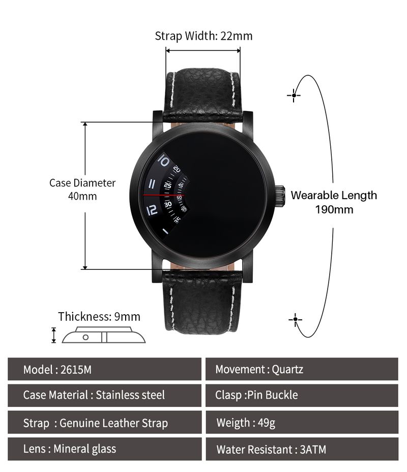 BERNY Men's Watch Personalized Turntable Quartz Watches For Men Black Dial Stainless Steel Case Business Sports Wristwatches_voghion.com