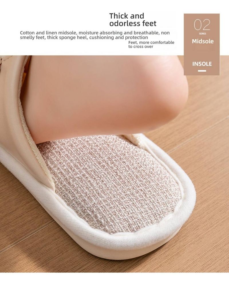 Atmungsaktive Hausschuhe aus Leinen für Damen und Herren – rutschfeste Sommersandalen mit baumwollgefüttertem Fußbett (lässige Unisex-Sandalen)_voghion.com