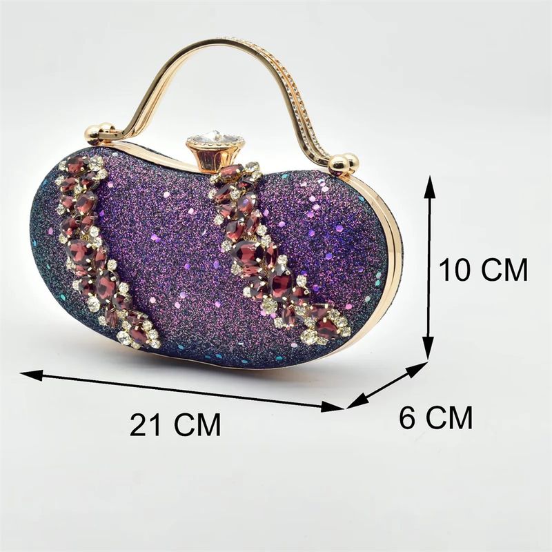 Vintage Diamant-Set klobige Sandalen mit Abendessen Tasche Set Mode Design Strass Abendtasche_voghion.com