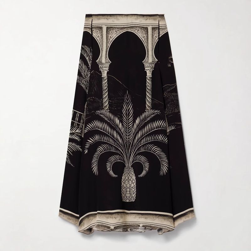 Completo due pezzi con gonna e top in raso stampato elegante da donna Ins_voghion.com
