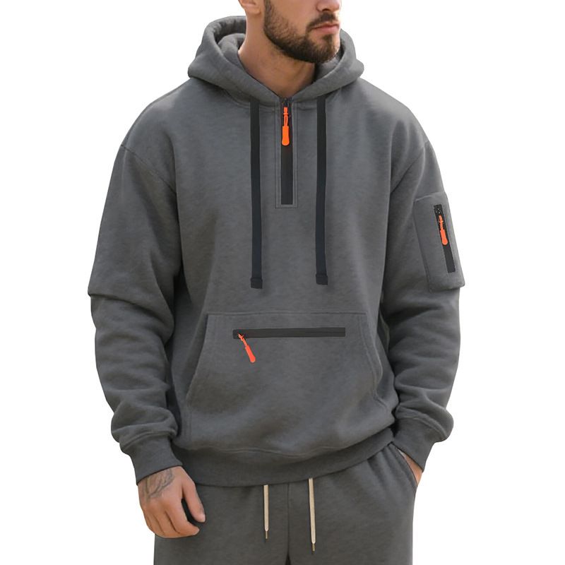 Herren Fleece-Kapuzenpullover – Warmer Winterpullover, Oversize-Passform, Lässige Streetwear (Schwarz, Weiß, Marineblau, Khaki, Grau) – M-XXXL_voghion.com