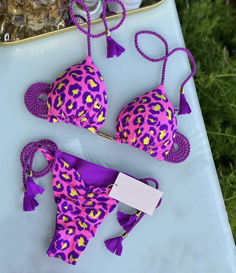 Neu Dreieck Tasche Woven Seil Einfarbig Sexy Anhänger Quaste Badeanzug frauen_voghion.com