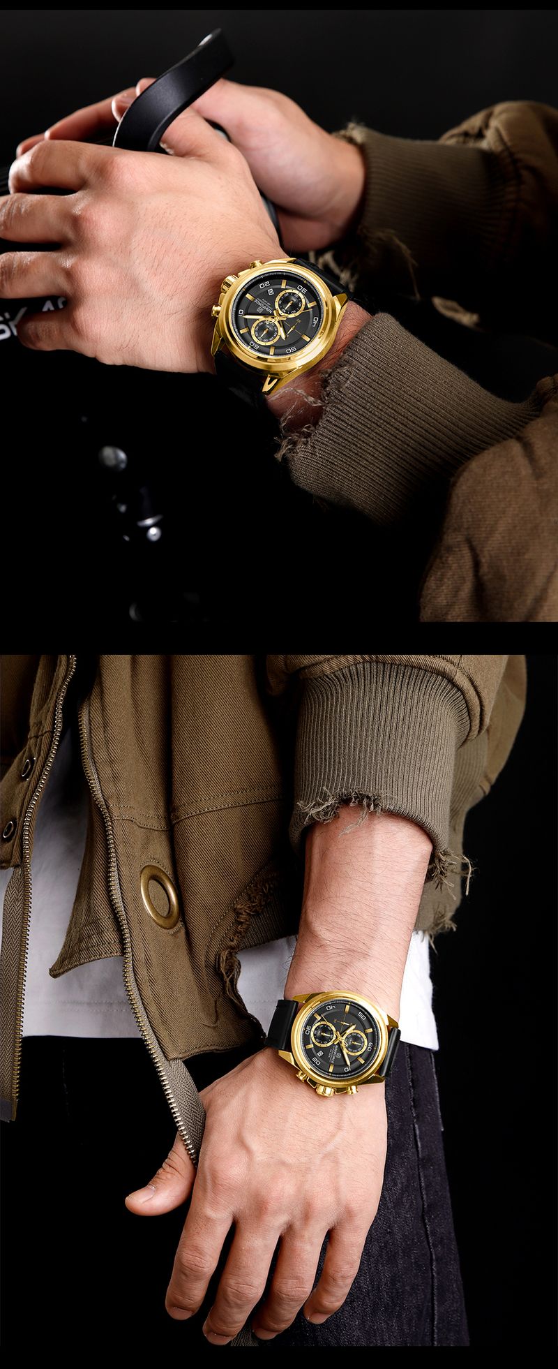 Hands Wristwatches Genuine Leather Strap Alloy Case Casual Watches Dress Watch For Men Waterproof With Date Luminous_voghion.com