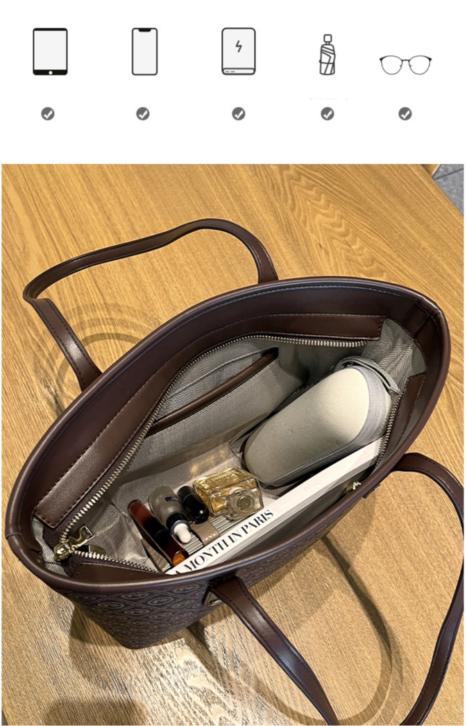 2023 New Good Women's Urban Simple And Fashionable Style Printed Shoulder Bag Commuter Large Capacity Tote Bag_voghion.com