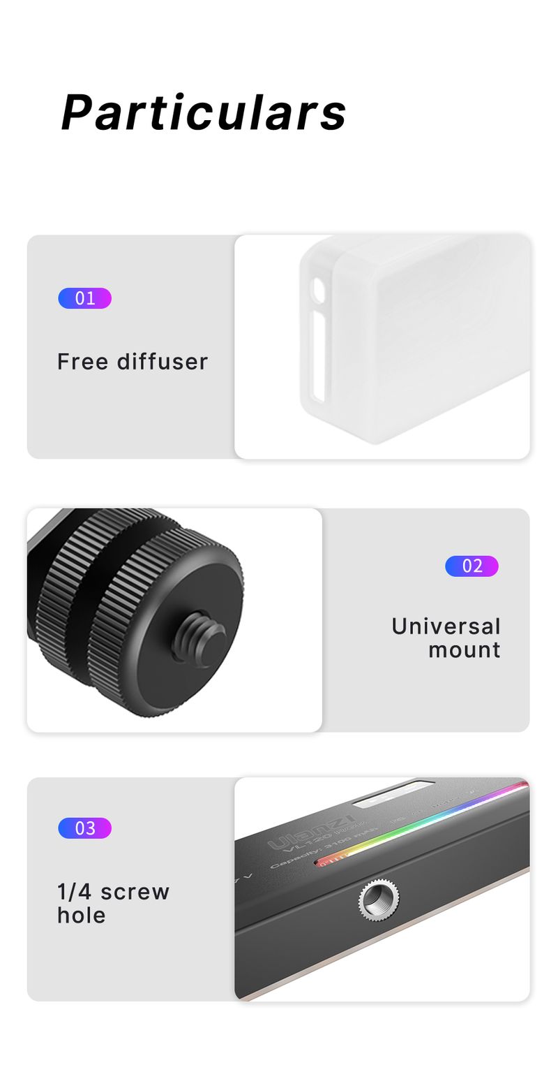 Ulanzi VL120 Full Color RGB Video 2500K-9000K LED Photography Lighting Dimmable Camera Live Vlog Fill Light_voghion.com