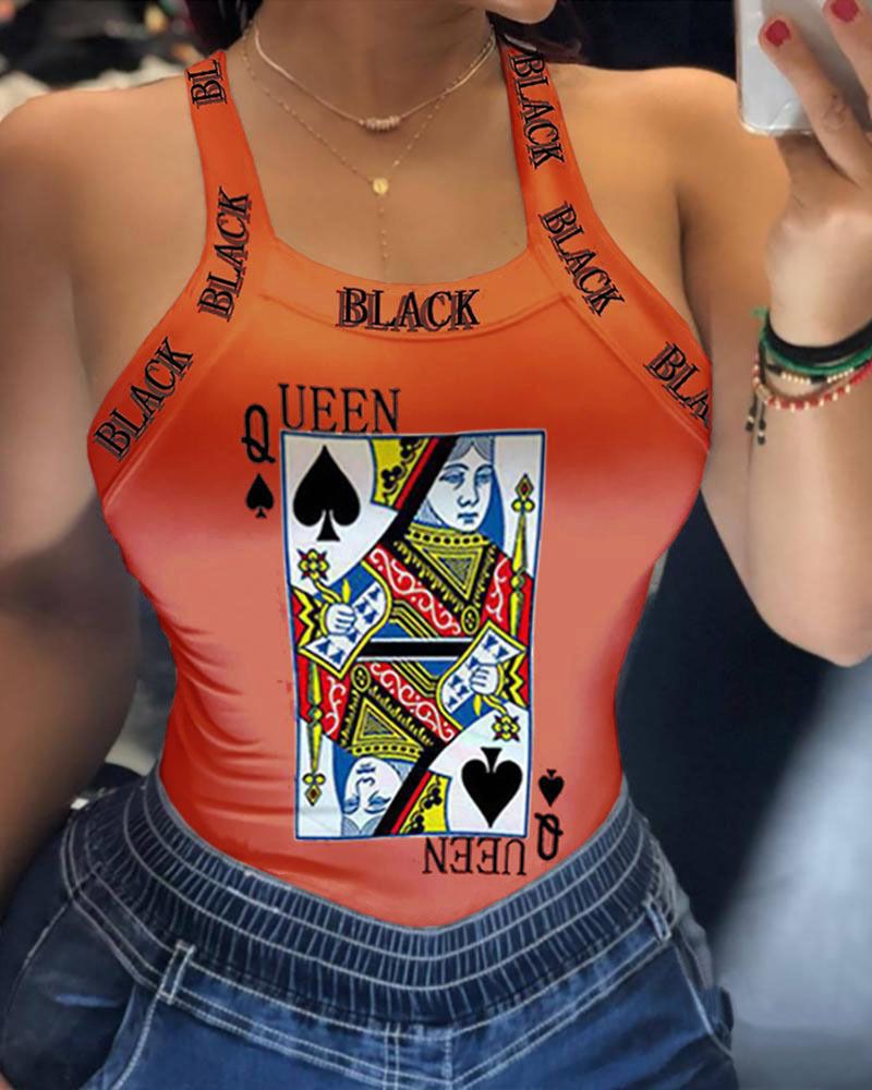 Damenbekleidung Sexy T-Shirt mit Hosenträger-Print für Damen, kleines Unterhemd, 24 Farben, 8 Größen auf Lager_voghion.com