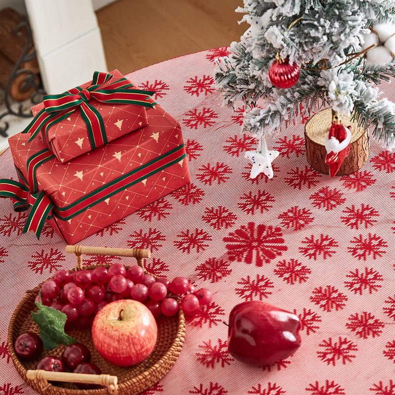 Tovaglia natalizia con bordo in pizzo - Decorazione natalizia rossa per tavoli rotondi e rettangolari (poliestere, lavabile, retro antiscivolo)_voghion.com