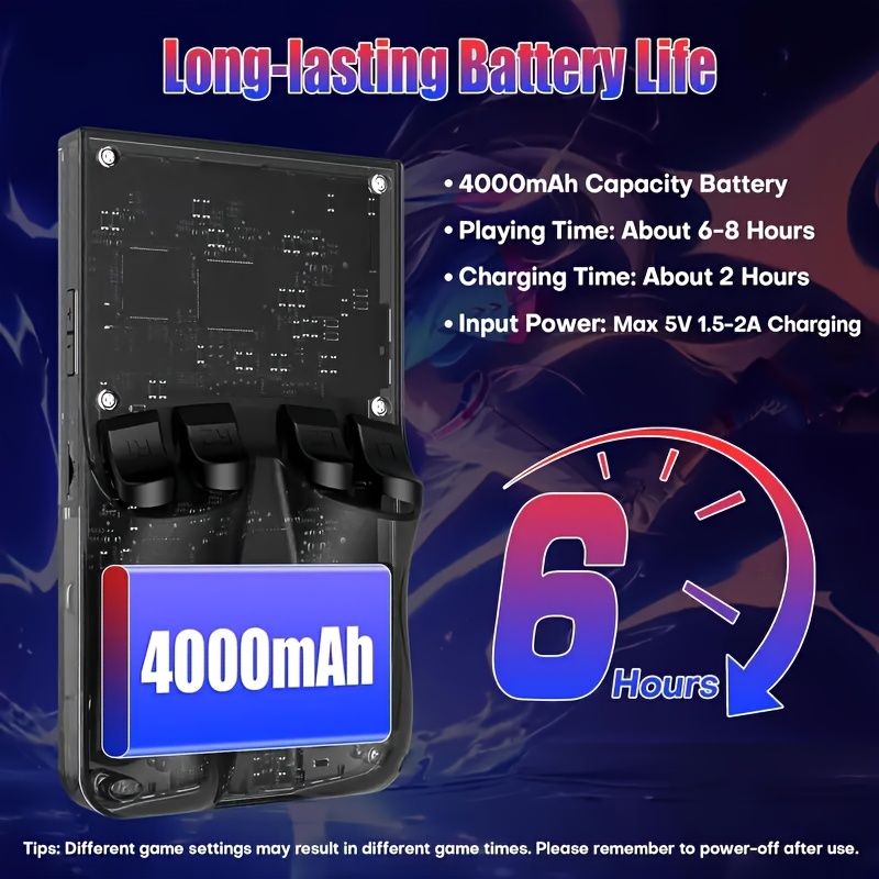 Tragbare Handheld-Spielekonsole, Retro-Spielekonsole, 4,0-Zoll-High-Definition-Bildschirm, professioneller Chip, hohe Kompatibilität, Familien- und Reisespaß_voghion.com