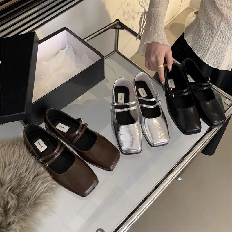 Style Square Toe Shallow Mouth Single For Women 2025 Spring New Korean Version French Elegant Fairy Soft Flat Mary Jane_voghion.com