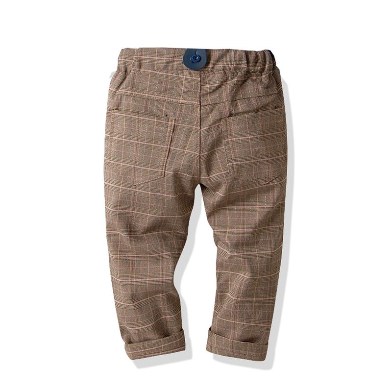 Abito per bambini Autunno Ragazzo Papillon Camicia Bretelle scozzesi Abito da gentiluomo Baby Grab_voghion.com