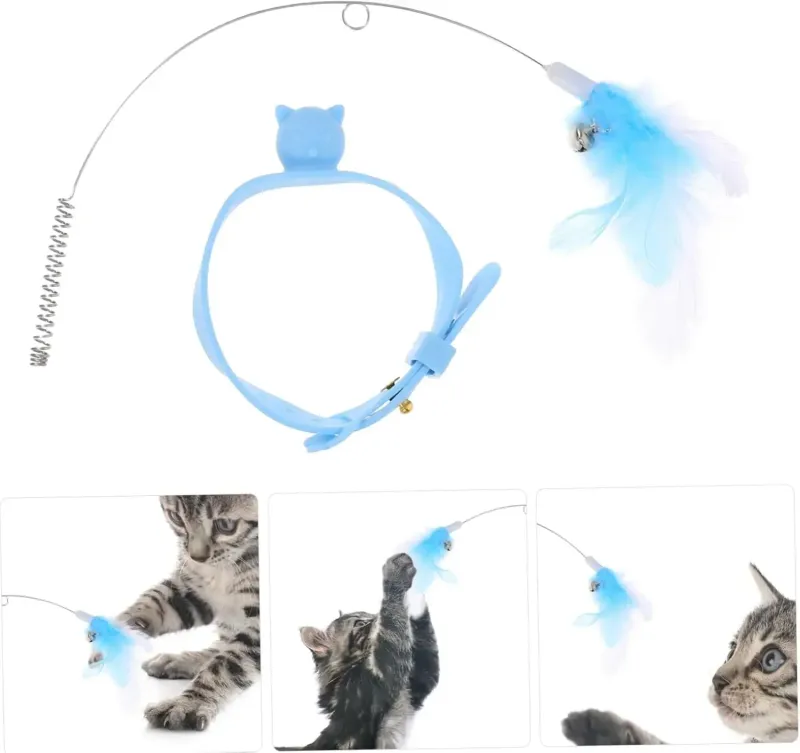 Giocattolo indossabile per gatti, in silicone, per stuzzicare i gatti, collare per gatti, giocattolo interattivo per gatti, per attività di arricchimento degli animali domestici_voghion.com