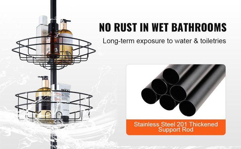 VEVOR 56" To 114" High Shower Corner Caddy Tension Pole Rust-Proof Tension Pole_voghion.com