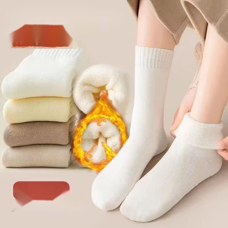 Women's Autumn Thickened Fleece Terry Mid-Calf Towel Mid-Length Floor Winter Maternity Sleep Socks_voghion.com