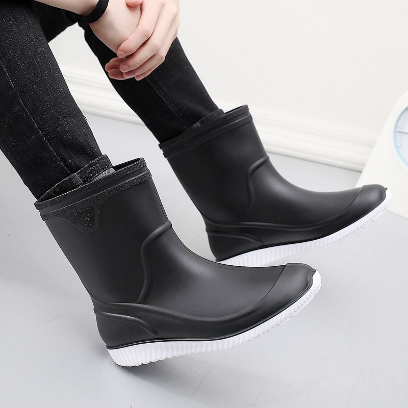 Herren Gummistiefel Wasserdicht Regenstiefel Angeln Galoschs Mann Küchenschuhe Ölbeständige rutschfeste Arbeitsstiefel Schuhe_voghion.com
