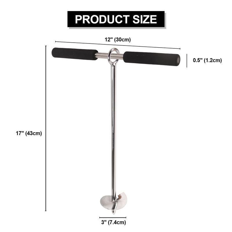 Sand Anchor for Boat Stainless Steel Sand Anchor with Removable Handle 17" Length Auger Anchor to The Beach Shallow Water_voghion.com