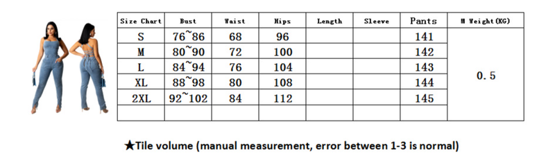 Pagliaccetto in denim slim fit alla moda da donna con bende senza schienale_voghion.com