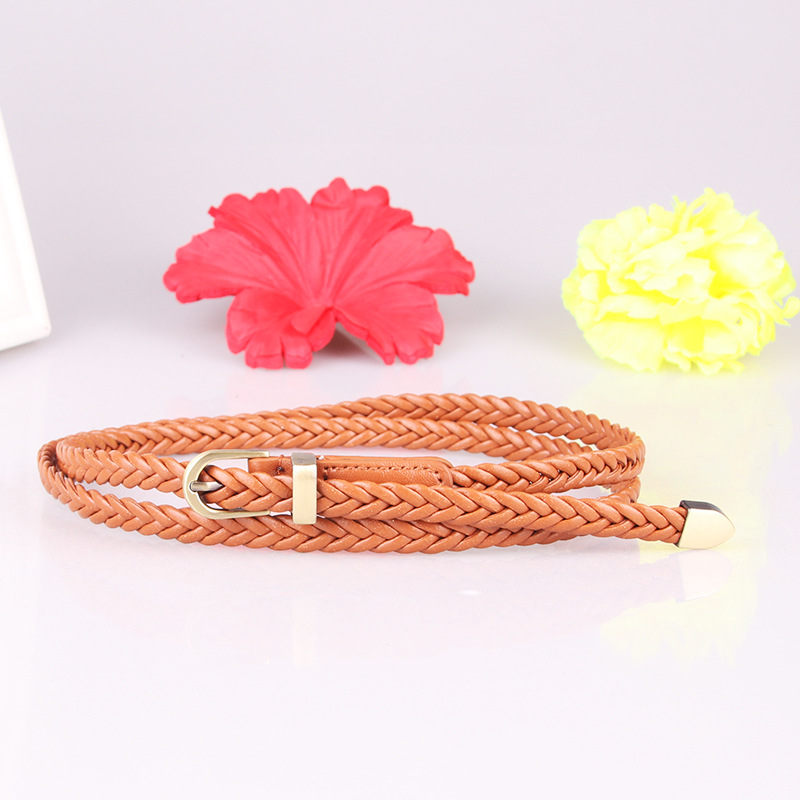 New woven belt for women, versatile thin belt with pin buckle, women's rope decoration_voghion.com