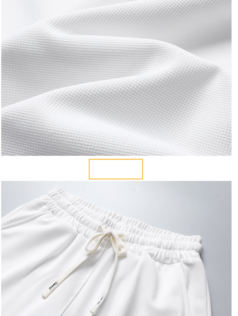 Herrenbekleidung Schweres Waffel-Kurzarm-T-Shirt für Herren im Sommer, lockere große Sport-Shorts, Anzug, Arbeitskleidung, Rundhalsausschnitt, atmungsaktiv, Flut_voghion.com