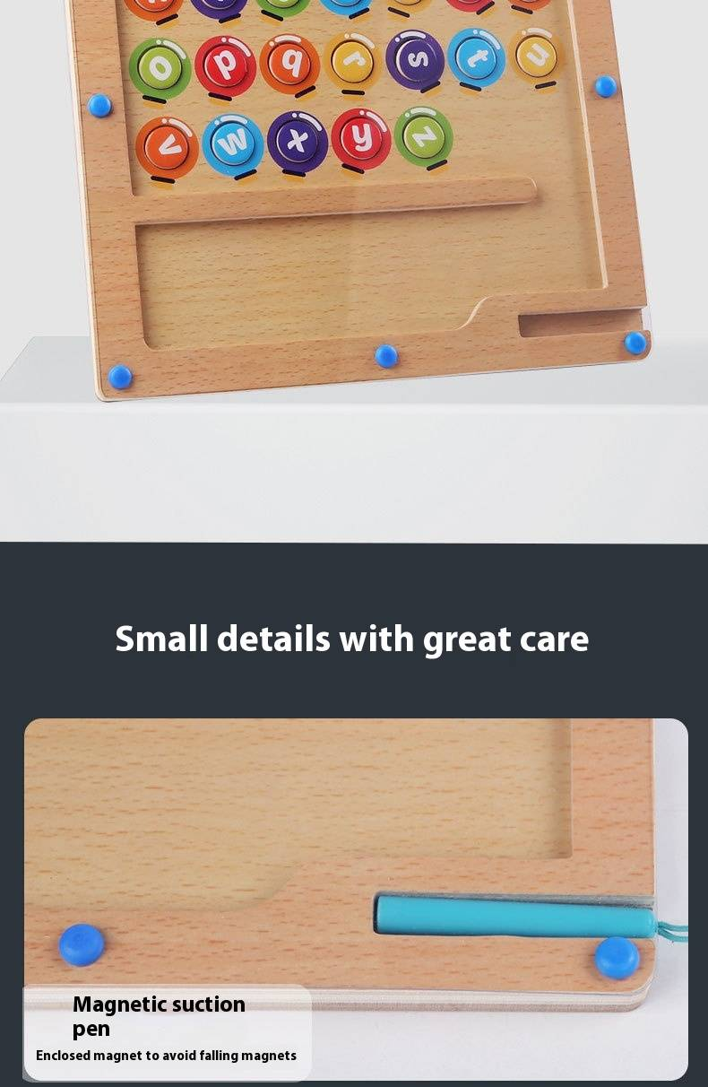 Ahşap Oyuncaklar çocuk bulmaca oyuncakları, dijital renk sınıflandırması, biliş, Montessori öğretim araçları, manyetik kalem hareketi, boncuk yürüyüş labirenti_voghion.com