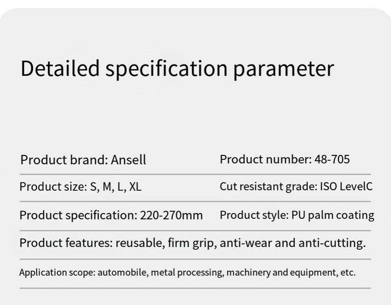 Ansell 48 700/705 Medium Duty Cut Resistant Gloves Breathable Wear Resistant Mechanical Steel Bar Operation Non Slip Gloves_voghion.com