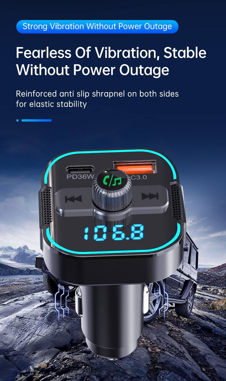 Adattatore Bluetooth per auto BC47 - Ricarica rapida, cancellazione del rumore CVC, compatibilità universale_voghion.com