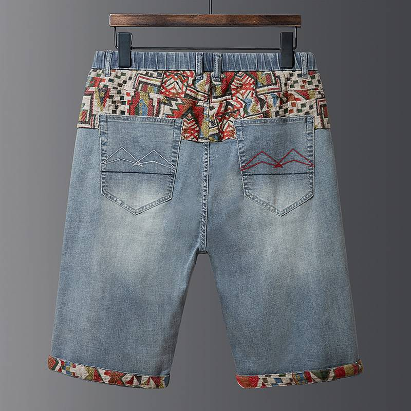 Men's Clothing Plus Size Summer Elastic Waist Denim Shorts Loose High Elastic Comfortable Mid Waist Denim Shorts_voghion.com