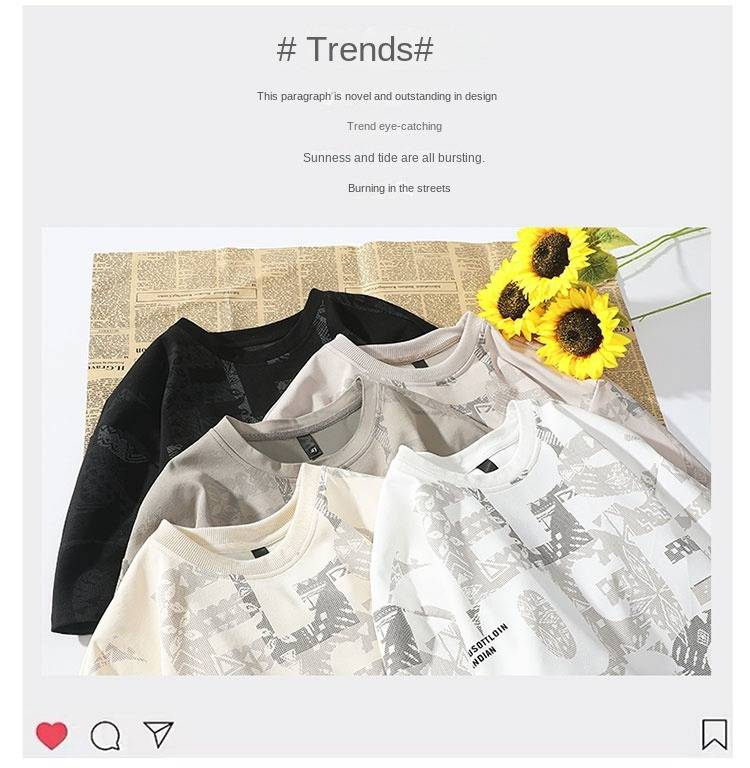 Summer Trendy Short-sleeved T-shirt, Round-neck Short-sleeved Base Layer Shirt, Youth Top_voghion.com