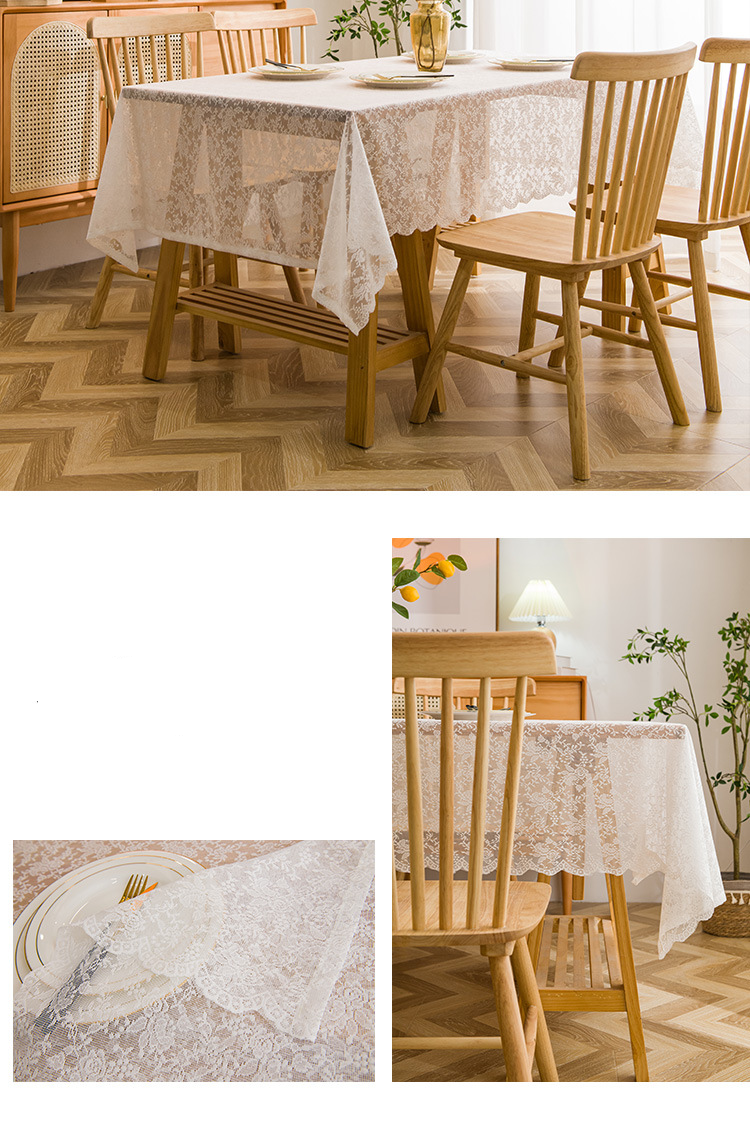 Farmhouse Lace Tablecloth – Non-Slip Rectangular Table Cover, Picnic Blanket, Photo Backdrop For Dining, Boho & Scandinavian Home Decor_voghion.com