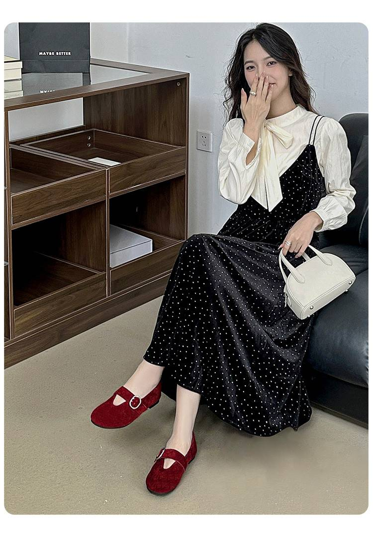 Cameido Women's Loafers Wine Red Brown Suede 1 5cm Round Toe Rubber Sole Casual Shoes_voghion.com