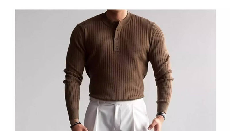 Suéter de cuello alto de punto grueso para hombre: cálido y minimalista para el invierno (negro, blanco, gris y marrón, talla M-3XL)_voghion.com