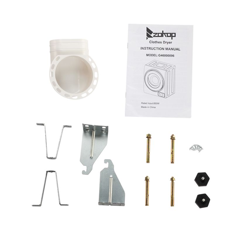 Sèche-linge portable compact de 2,5 kg, capacité de 1,6 pi³, tambour en acier inoxydable, noir et blanc, 220 V ~ 240 V, contrôle mécanique, certification CE/ROHS._voghion.com