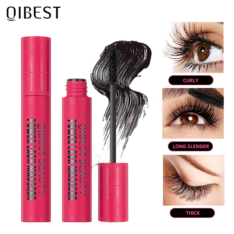 Carina QIBEST Eye Black, wasserfest, klischeehaft, verwischt nicht, dick, lockig, schmal und lang, Mascara-Grundierung, Make-up_voghion.com