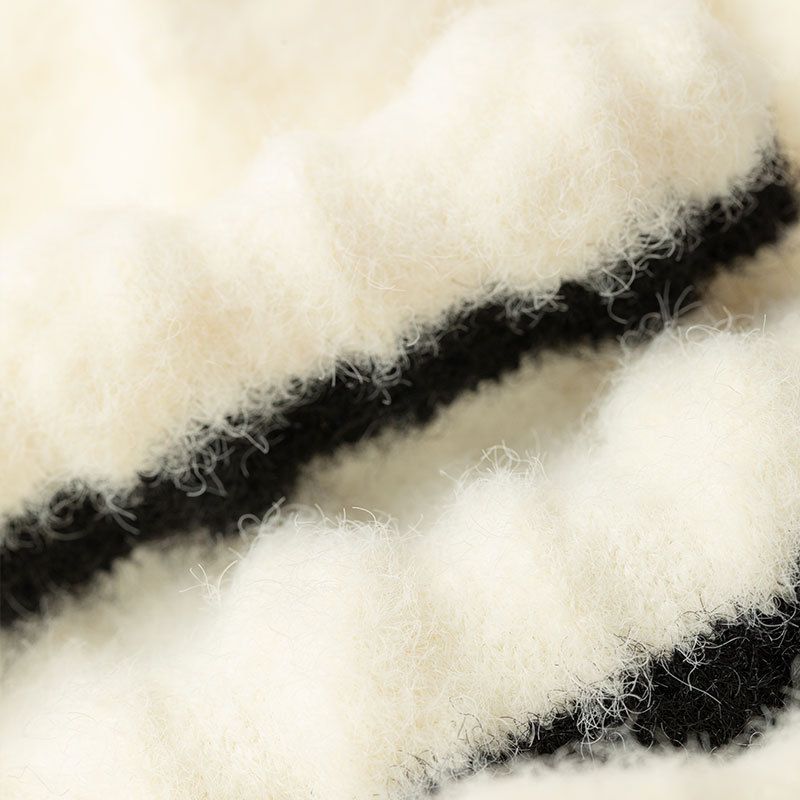 New winter Australian velvet mid tube socks, thick and warm women's floor socks, black and white striped pile socks, towel socks_voghion.com