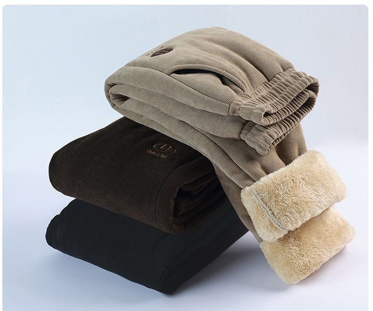 Thermal Corduroy Pants For Women – High-Waisted Winter Fleece-Lined Trousers With Elastic Waist (XL-6XL) – Plus Size Snow-Ready Straight Leg Pants_voghion.com